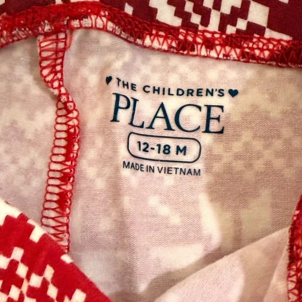 The Children's Place Red and White Patterned Christmas Leggings NWOT